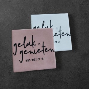 tegeltje geluk is genieten van wat er is 